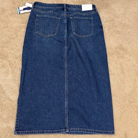 Edited Remi Bader Blue Jean Denim Skirt Size 10 Confident Side Slit New With Tag - Picture 3 of 12